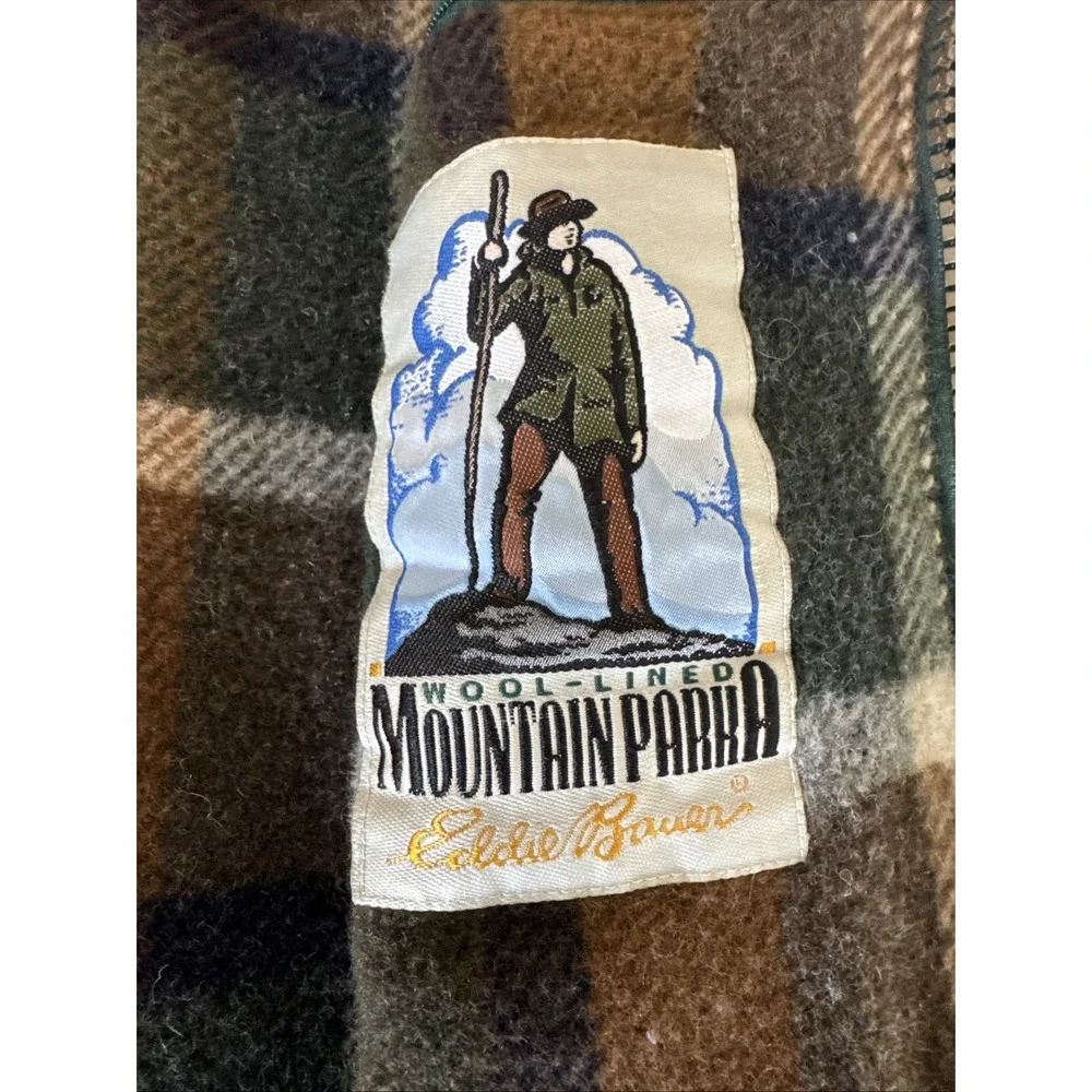 Eddie Bauer Men's Vintage Wool Flannel Lined Mountain Parka Green Large‎ Nice